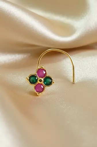 Sizzling gold floral Stone nose ring accessory nosepin or nosering