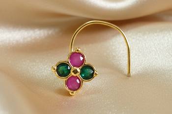 Sizzling gold floral Stone nose ring accessory nosepin or nosering 3