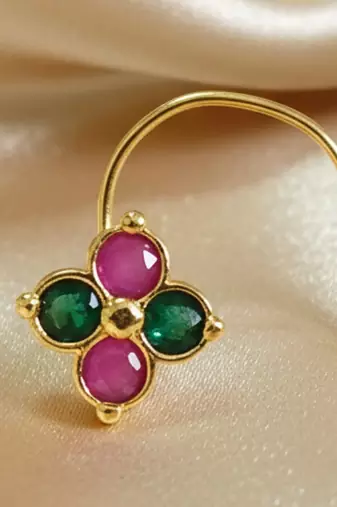 Sizzling gold floral Stone nose ring accessory nosepin or nosering