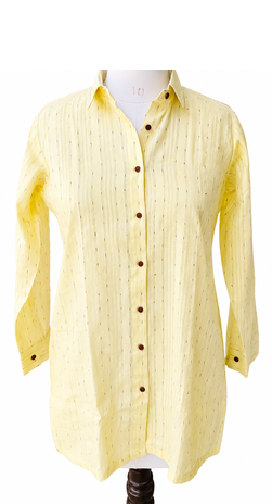 Women Woven Stripes Oversized Shirt Top | Long Sleeve Button Down Tunic Shirt | Casual Loose Fit Western Top for Women 2
