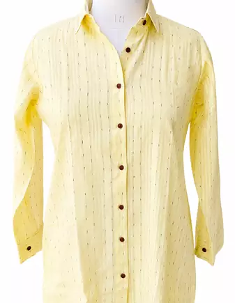Women Woven Stripes Oversized Shirt Top | Long Sleeve Button Down Tunic Shirt | Casual Loose Fit Western Top for Women
