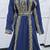 Royal Navy Blue & Gold Embroidered Moroccan Kaftan Gown with Matching Veil