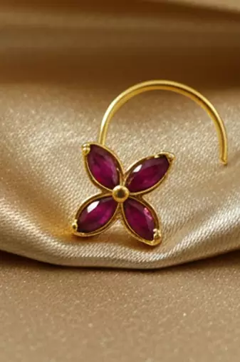 Sizzling gold floral Stone nose ring accessory nosepin or nosering