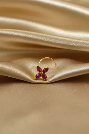 Sizzling gold floral Stone nose ring accessory nosepin or nosering