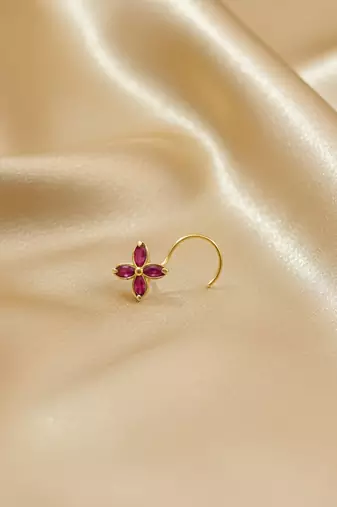 Sizzling gold floral Stone nose ring accessory nosepin or nosering