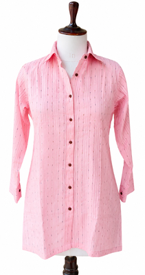 Women Woven Stripes Oversized Shirt Top | Long Sleeve Button Down Tunic Shirt | Casual Loose Fit Western Top for Women 2
