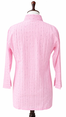 Women Woven Stripes Oversized Shirt Top | Long Sleeve Button Down Tunic Shirt | Casual Loose Fit Western Top for Women 3