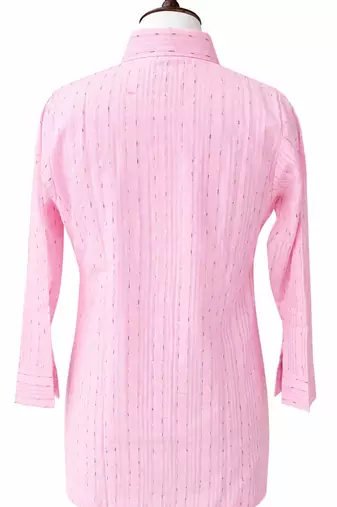 Women Woven Stripes Oversized Shirt Top | Long Sleeve Button Down Tunic Shirt | Casual Loose Fit Western Top for Women