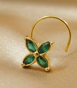 Sizzling gold floral Green Stone nose ring accessory nosepin or nosering