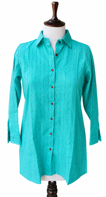 Women Woven Stripes Oversized Shirt Top | Long Sleeve Button Down Tunic Shirt | Casual Loose Fit Western Top for Women 2