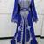 Royal Blue Embroidered Stitched Kaftan Dress with Matching Veil & Belt