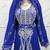 Royal Blue Embroidered Stitched Kaftan Dress with Matching Veil & Belt