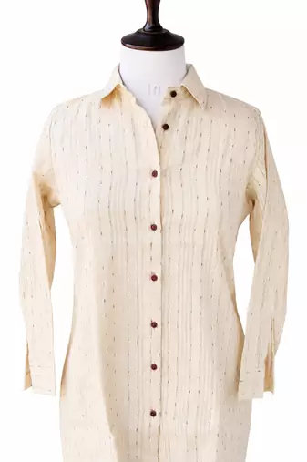 Women Woven Stripes Oversized Shirt Top | Long Sleeve Button Down Tunic Shirt | Casual Loose Fit Western Top for Women