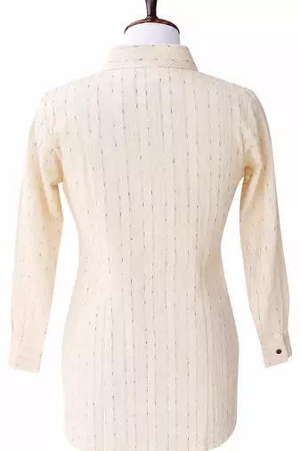 Women Woven Stripes Oversized Shirt Top | Long Sleeve Button Down Tunic Shirt | Casual Loose Fit Western Top for Women