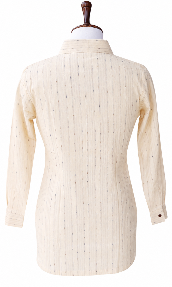 Women Woven Stripes Oversized Shirt Top | Long Sleeve Button Down Tunic Shirt | Casual Loose Fit Western Top for Women