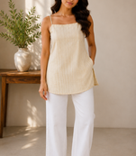 Sleeveless Spaghetti Strap Long Camisole Top with Side Slits
