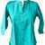 Shirt Style Mandarin Collar Button-Down Top with 3/4 Sleeves