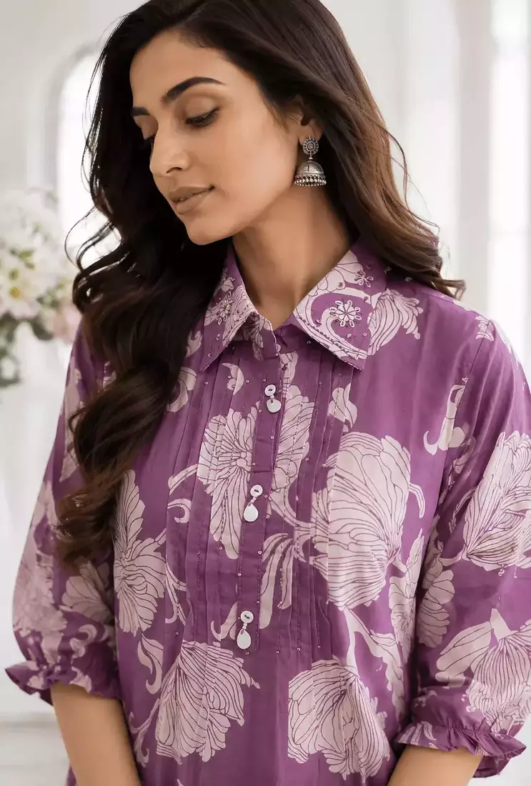 Light Purple Bloom Luxe Co-Ord Set