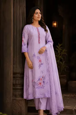 Raniriwaaz Lavender Bloom Kurta Set 3