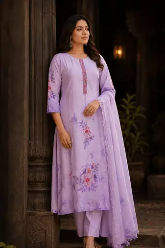 Raniriwaaz Lavender Bloom Kurta Set