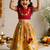 Vastramay Sishu Girls Yellow & Red Embroidered Choli with Printed Lehenga