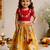 Vastramay Sishu Girls Yellow & Red Embroidered Choli with Printed Lehenga
