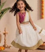 Vastramay Sishu Girl Pink Lehenga choli With Attached Pleated Duppata