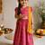 Vastramay Sishu Girls Pink Bandhani Print Cotton Lehenga Choli with Dupatta