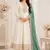 White Floral Embroidered Anarkali Frock Suit with Teal Dupatta