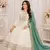 White Floral Embroidered Anarkali Frock Suit with Teal Dupatta