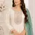 White Floral Embroidered Anarkali Frock Suit with Teal Dupatta
