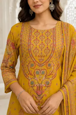 Mustard Heritage Printed Kurta Set 2