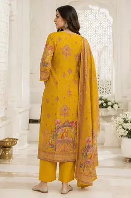 Mustard Heritage Printed Kurta Set 4