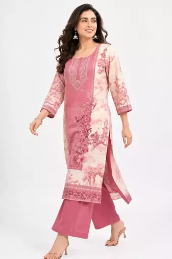 Scenic Bloom Embroidered Muslin Silk Kurta Set