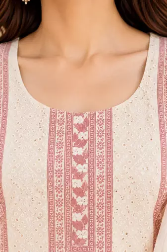 Blush Rose Chikankari Cotton Kurta Set