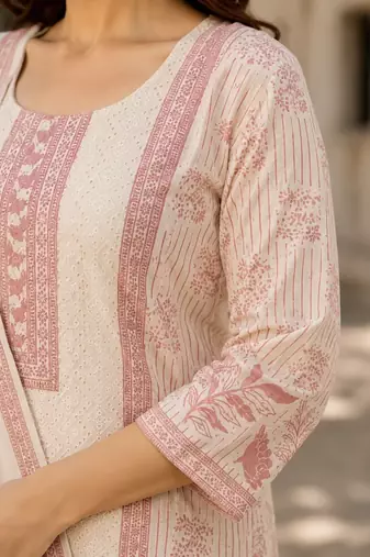 Blush Rose Chikankari Cotton Kurta Set