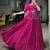 Women Pink Printed Georgette free size Navratri Special Lehenga Choli with Gamthi Mirror Work