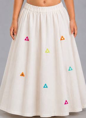 Off white cotton printed  patch work kids lehenga choli 3