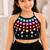 Black cotton embroidered  mirror work kids lehenga choli
