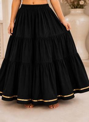 Black cotton embroidered  mirror work kids lehenga choli 5