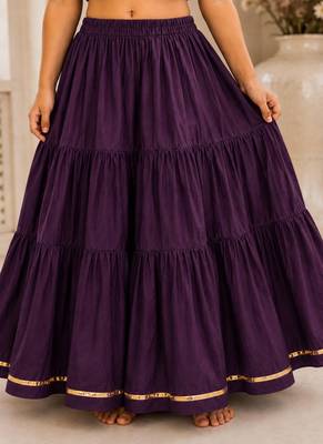 Purple cotton embroidered  mirror work kids lehenga choli 5