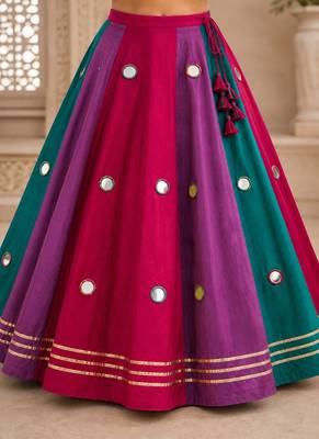 Multicolor cotton embroidered  mirror work kids lehenga choli 2