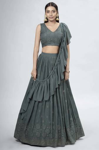 Stylish Forest Green Embroidered Lehenga Choli
