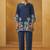 Navy blue embroidered cotton blend co-ord set