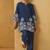 Navy blue embroidered cotton blend co-ord set