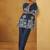 Navy blue embroidered cotton blend co-ord set