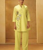 Yellow embroidered cotton co-ord set