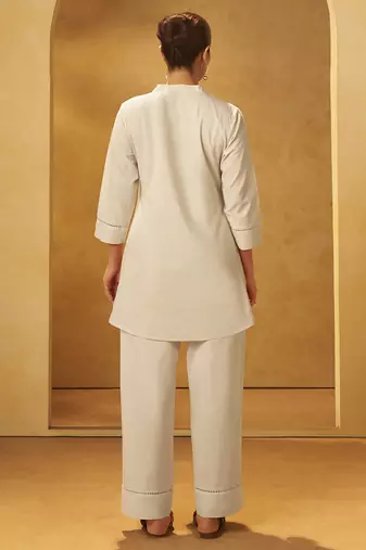 White embroidered cotton co-ord set