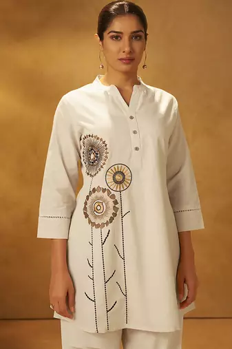 White embroidered cotton co-ord set