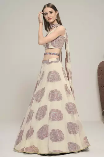 Off-White zari Work Lehenga Choli set